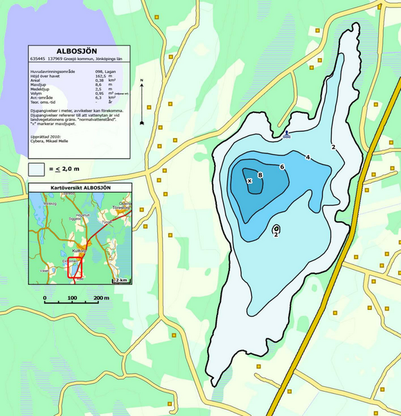 Djupkarta för Albosjön