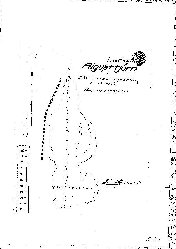 Djupkarta för Algutsvattnet — Algutsvattnet — blad 3-1106 (SMHI Vattenwebb)