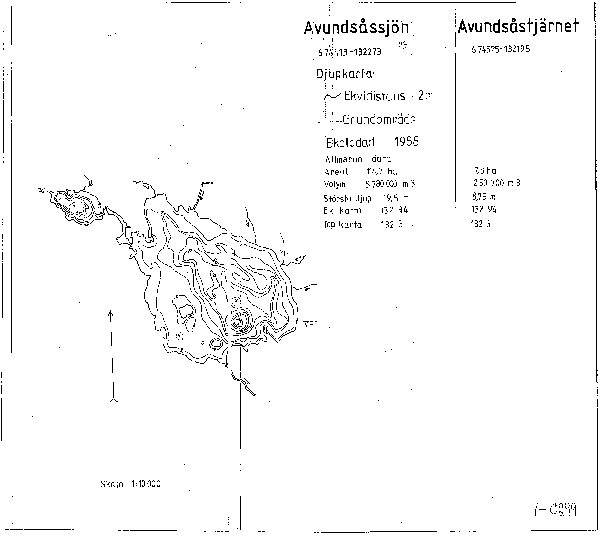 Djupkarta för Avundsåssjön — Avundsåssjön — blad 1-0299 (SMHI Vattenwebb)