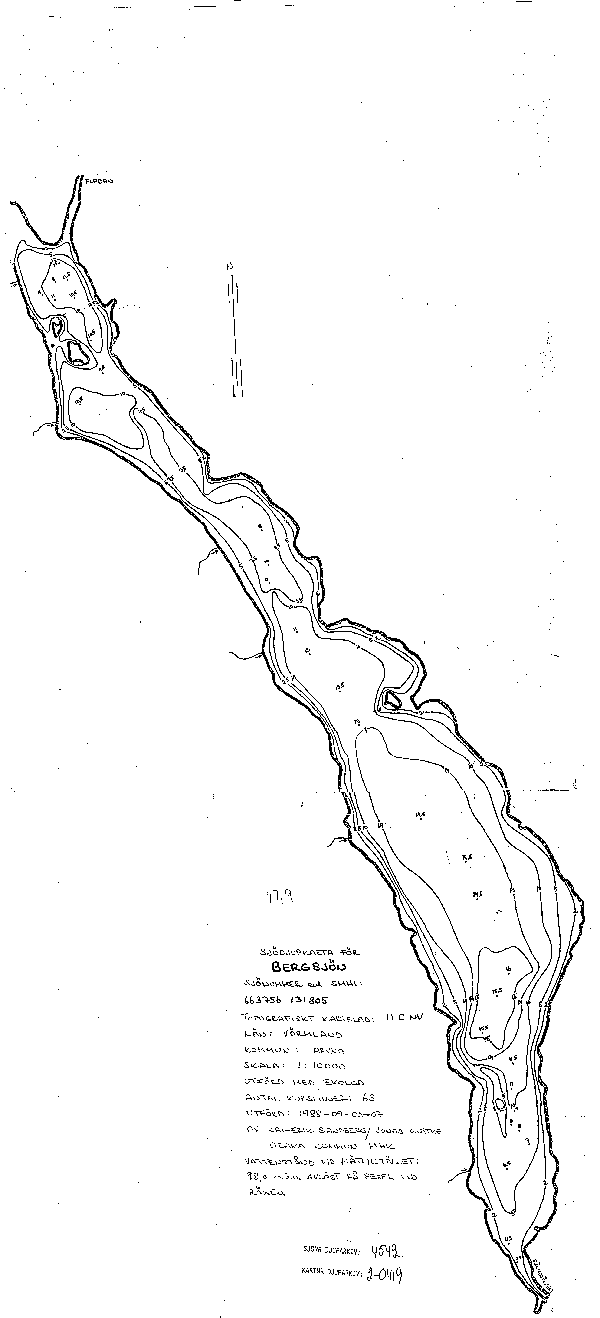 Djupkarta för Bergsjön i Arvika — Bergsjön — blad 2-0419 (SMHI Vattenwebb)