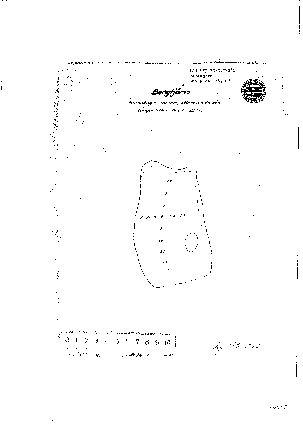 Djupkarta för Bergtjärn i Arvika — Bergtjärn — blad 3-1257 (SMHI Vattenwebb)