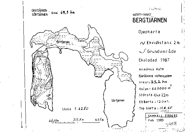 Djupkarta för Bergtjärnen