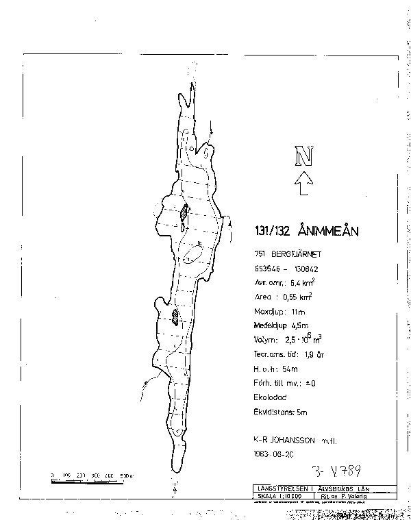 Djupkarta för Bergtjärnet i Åmål — Bergtjärnet — blad 3-4789 (SMHI Vattenwebb)