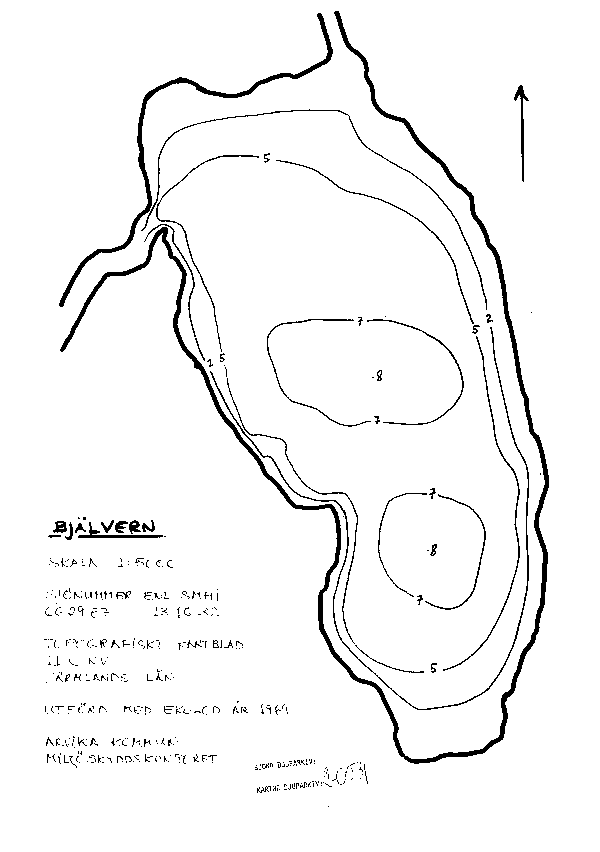 Djupkarta för Bjälvern — Bjälvern — blad 2-0531 (SMHI Vattenwebb)