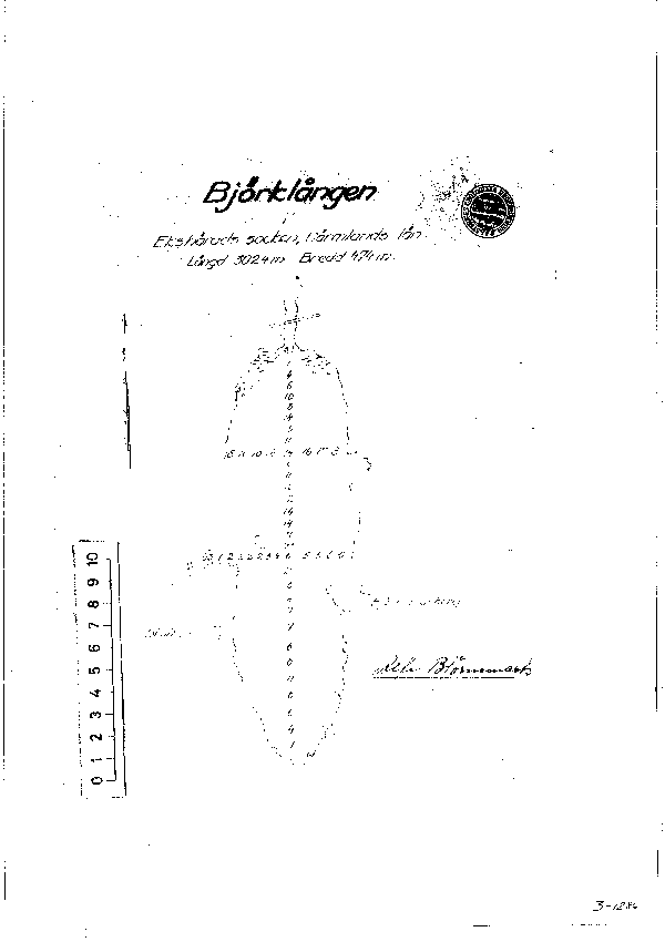 Djupkarta för Björklången i Hagfors — Björklången — blad 3-1286 (SMHI Vattenwebb)