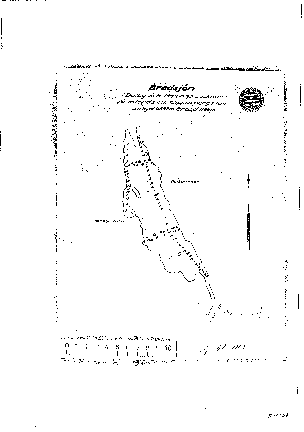 Djupkarta för Bredsjön — Bredsjön — blad 3-1358 (SMHI Vattenwebb)