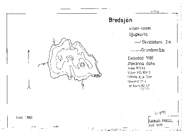Djupkarta för Bredsjön