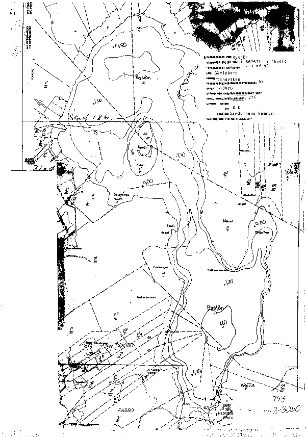 Djupkarta för Bysjön — Bysjön — blad 3-3050 (SMHI Vattenwebb)