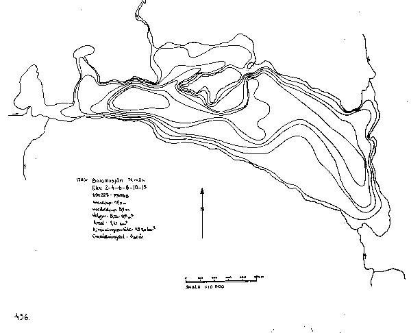 Djupkarta för Bölomssjön — Bölomssjön — blad 3-3134 (SMHI Vattenwebb)