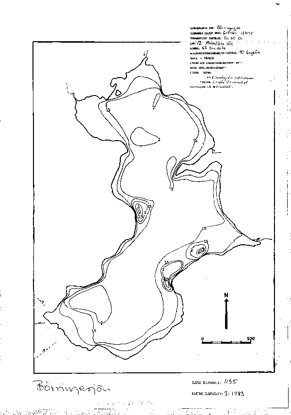 Djupkarta för Börringesjön — Börringesjön — blad 3-1983 (SMHI Vattenwebb)