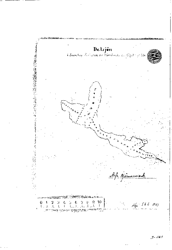 Djupkarta för Dalsjön — Dalsjön — blad 3-1169 (SMHI Vattenwebb)