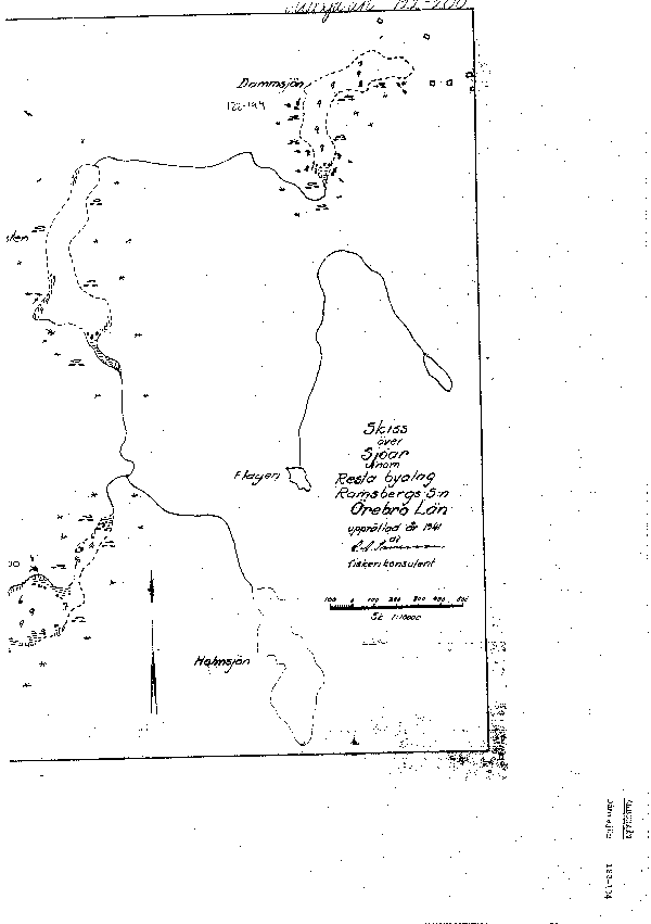 Djupkarta för Dammsjön i Lindesberg — Dammsjön — blad 5-0069 (SMHI Vattenwebb)