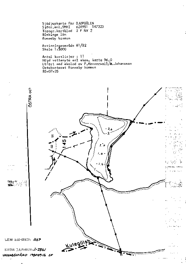 Djupkarta för Djupgölen i Karlskrona — Djupgölen — blad 3-2861 (SMHI Vattenwebb)