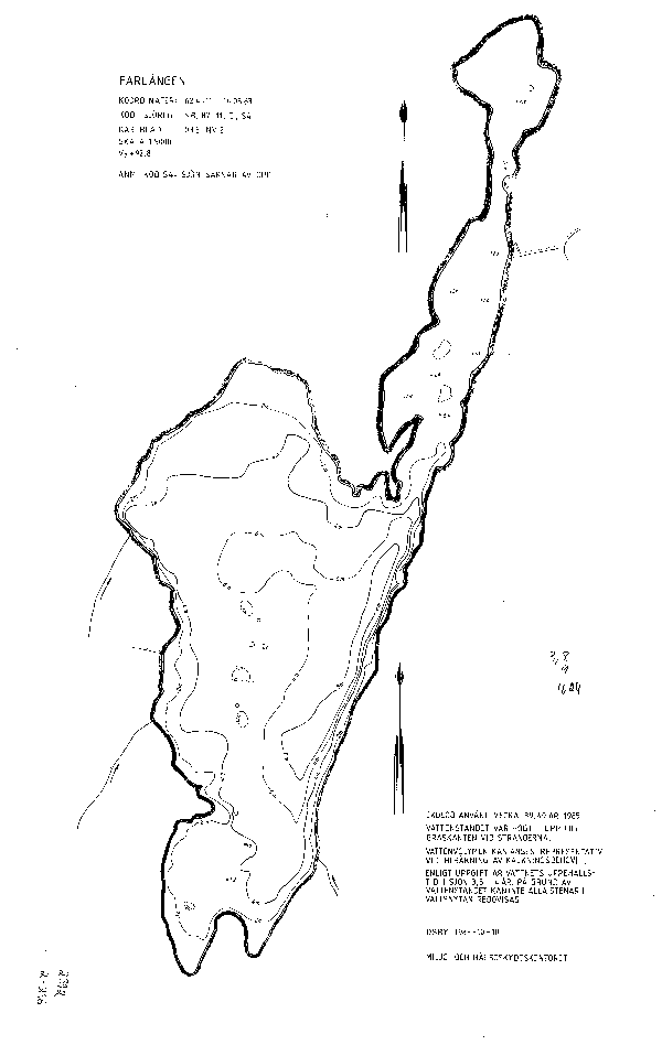 Djupkarta för Farlången — Farlången — blad 2-0296 (SMHI Vattenwebb)