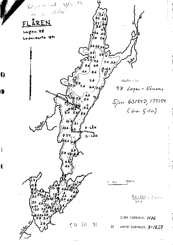 Djupkarta för Flåren — Flåren — blad 3-1827 (SMHI Vattenwebb)