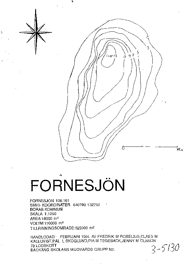 Djupkarta för Fornesjö — SMHI Vattenwebb