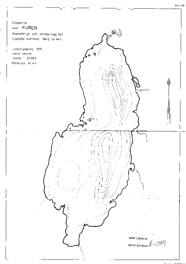 Djupkarta för Furen — Furen — blad 2-0559 (SMHI Vattenwebb)