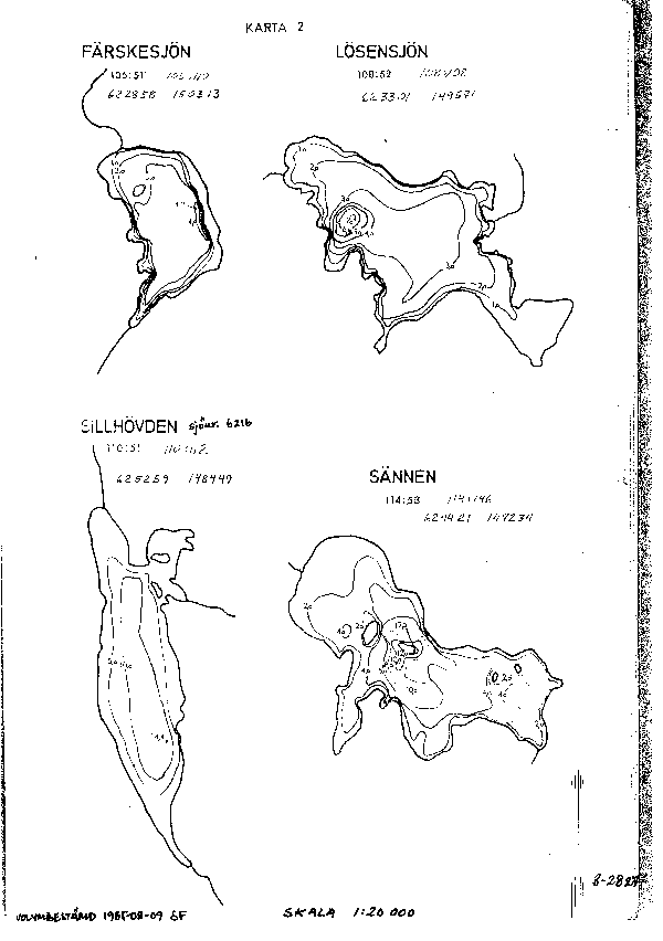 Djupkarta för Färskesjön — Färskesjön — blad 3-2827 (SMHI Vattenwebb)