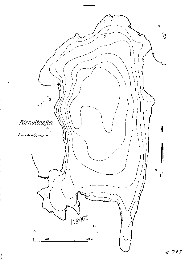 Djupkarta för Förhultasjön — Förhultasjön — blad 3-0797 (SMHI Vattenwebb)