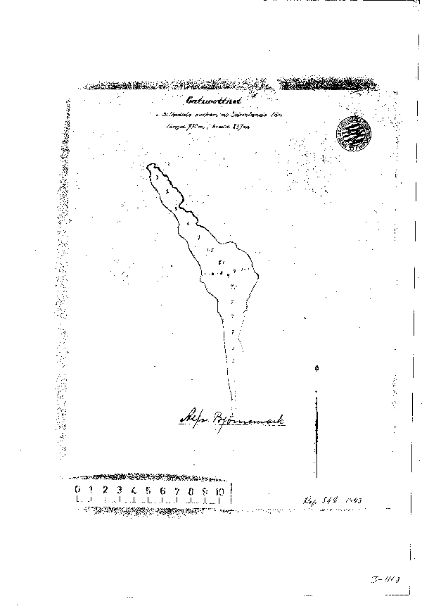 Djupkarta för Gatevattnet — Gatevattnet — blad 3-1118 (SMHI Vattenwebb)