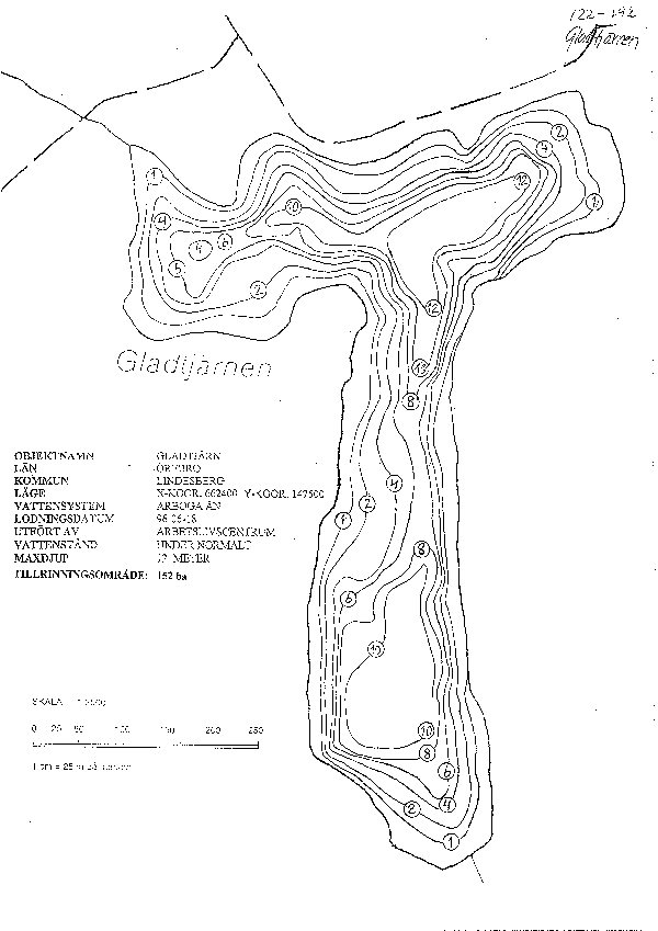 Djupkarta för Gladtjärnen