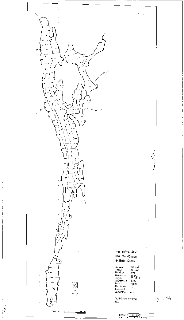 Djupkarta för Gravlången — Gravlången — blad 0-0144 (SMHI Vattenwebb)