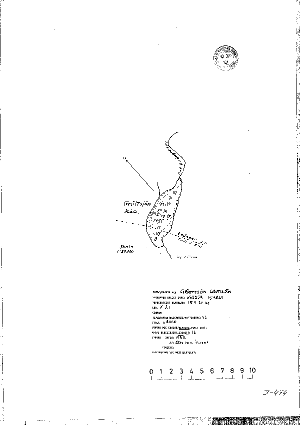 Djupkarta för Grottsjön — Grottsjön — blad 3-0474 (SMHI Vattenwebb)