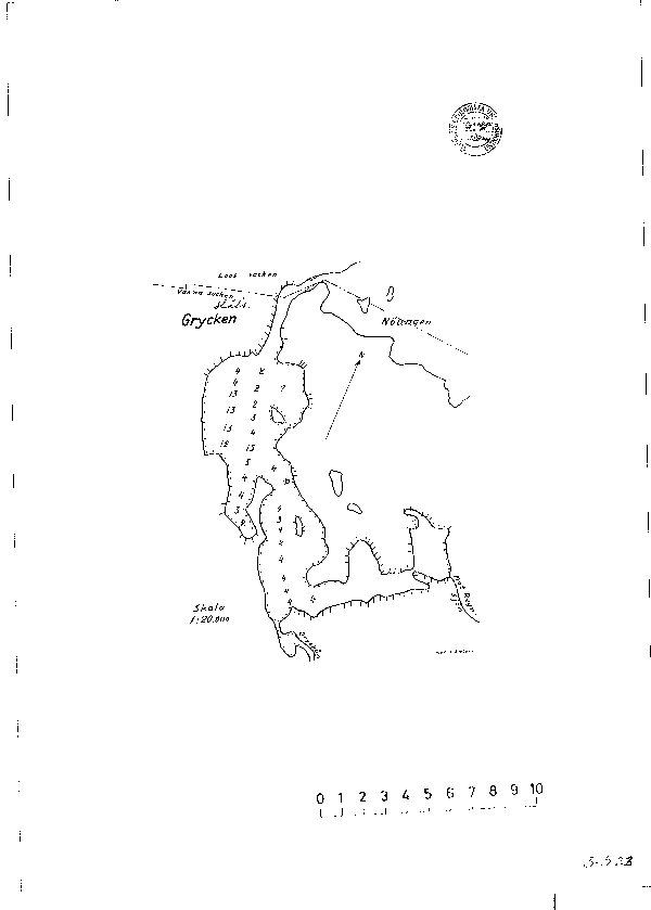 Djupkarta för Grycken — Grycken — blad 3-0523 (SMHI Vattenwebb)
