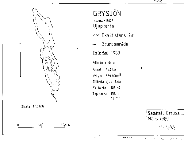 Djupkarta för Grysjön