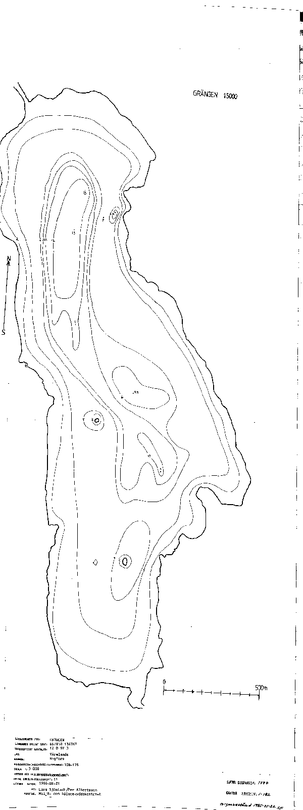 Djupkarta för Grängen i Hagfors — Grängen — blad 1-0182 (SMHI Vattenwebb)