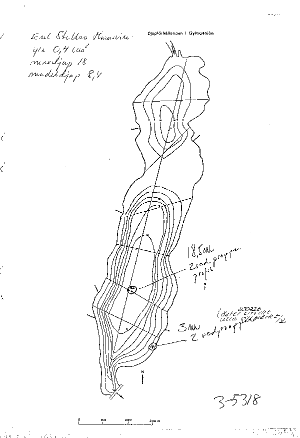 Djupkarta för Gyltigesjön — Gyltigesjön — blad 3-5318 (SMHI Vattenwebb)