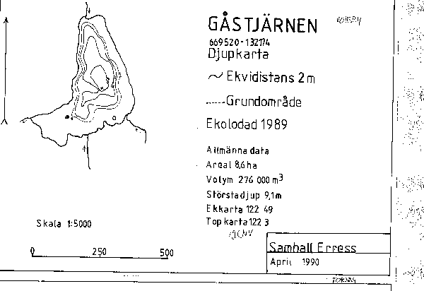 Djupkarta för Gåstjärnen i Torsby — SMHI Vattenwebb