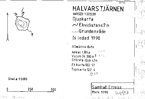 Djupkarta för Halvarstjärnen i Värmland — SMHI Vattenwebb