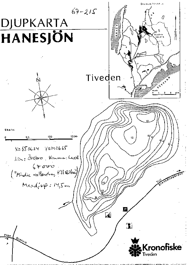 Djupkarta för Hanesjön i Örebro — SMHI Vattenwebb