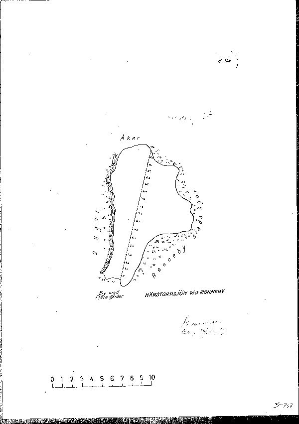 Djupkarta för Harstorpssjön — Härstorpsjön — blad 3-0787 (SMHI Vattenwebb)