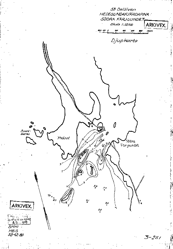 Djupkarta för Hedesundafjärden — Hedesundafjärden — blad 3-0251 (SMHI Vattenwebb)