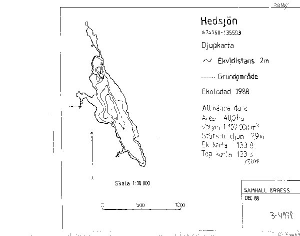 Djupkarta för Hedsjön