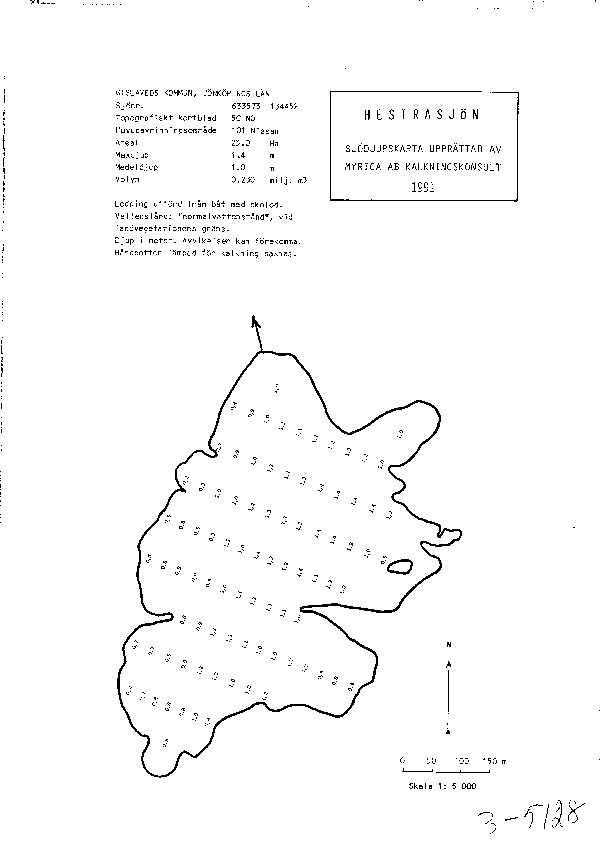 Djupkarta för Hestrasjön