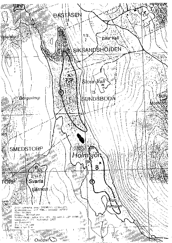 Djupkarta för Holmsjön i Hällefors — Holmsjön — blad 2-0520 (SMHI Vattenwebb)