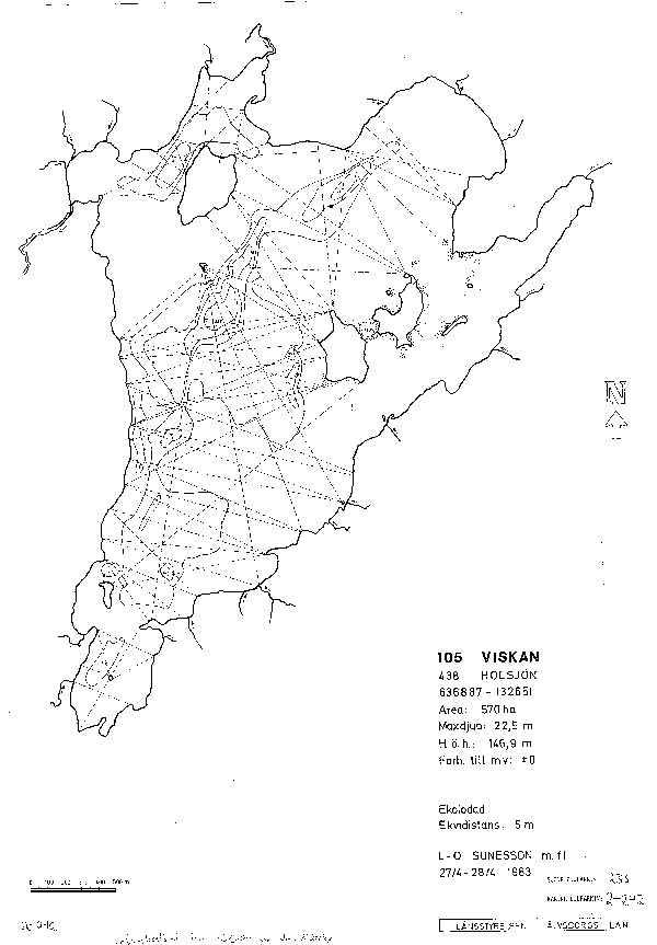 Djupkarta för Holsjön i Svenljunga — Holsjön — blad 2-0242 (SMHI Vattenwebb)