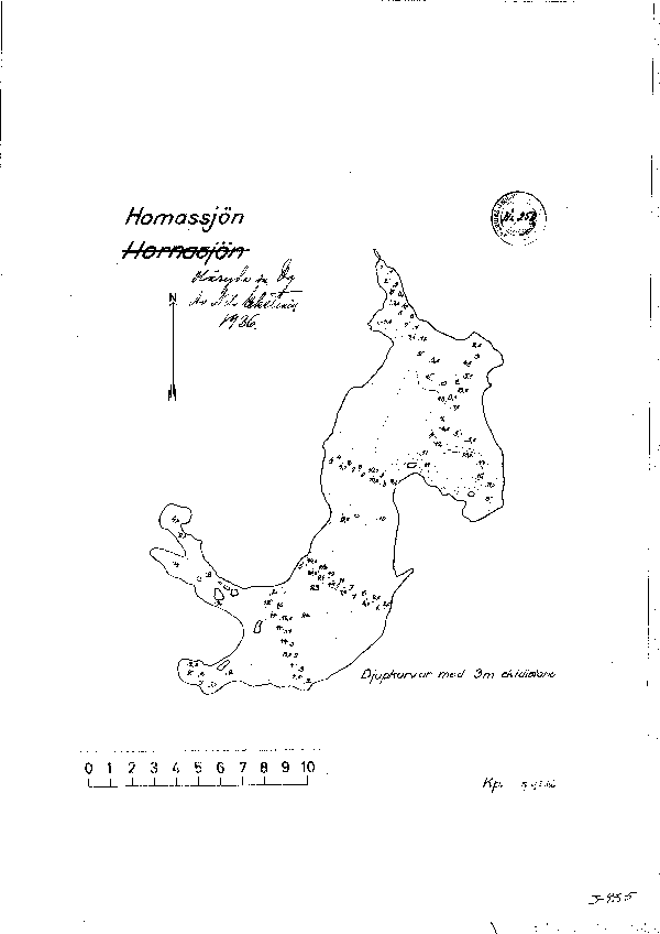 Djupkarta för Hornasjön — Hornasjön — blad 3-0955 (SMHI Vattenwebb)