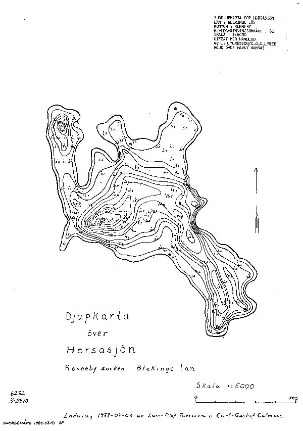 Djupkarta för Horsasjön
