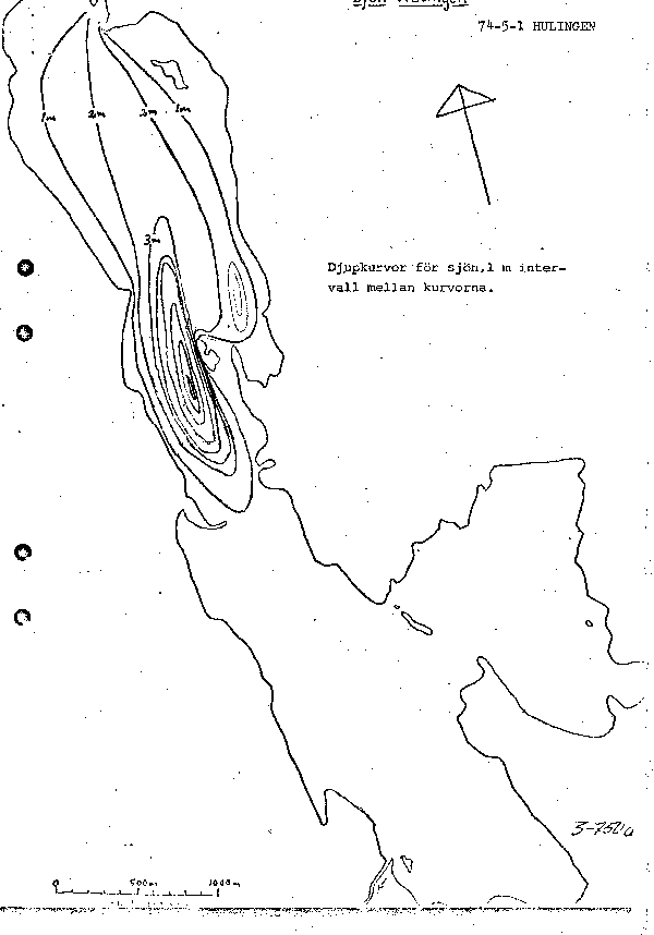 Djupkarta för Hulingen — Hulingen — blad 3-0750 (SMHI Vattenwebb)