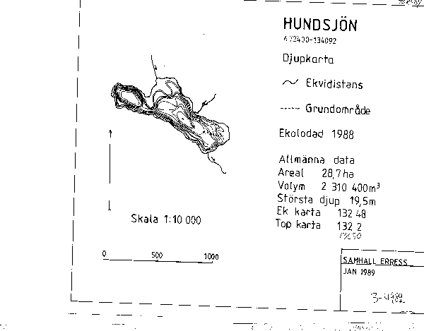 Djupkarta för Hundsjön