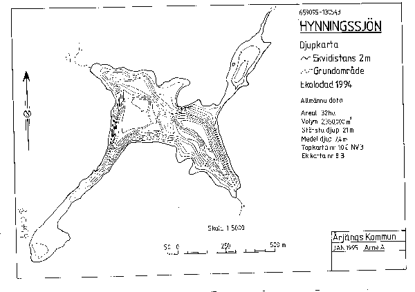 Djupkarta för Hynningssjön — SMHI Vattenwebb