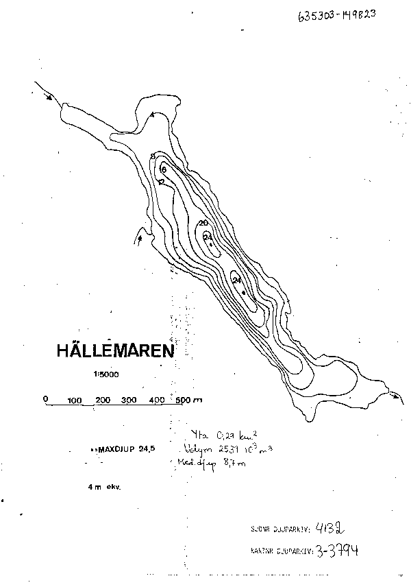 Djupkarta för Hällemaren — SMHI Vattenwebb