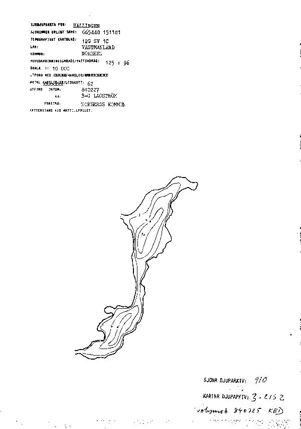 Djupkarta för Hällingen — Hällingen — blad 3-2152 (SMHI Vattenwebb)