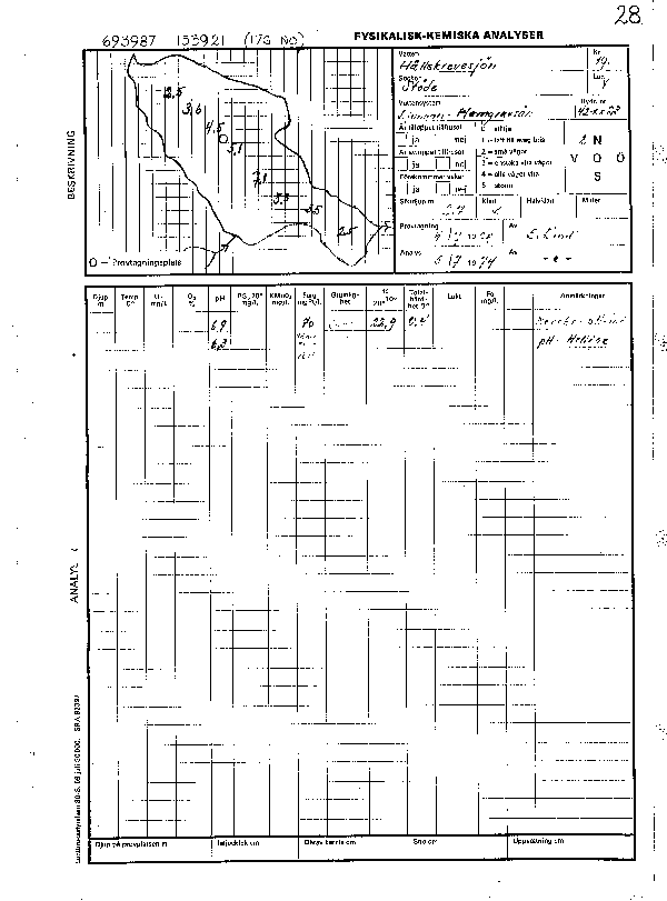 Djupkarta för Hällskrevesjön — Hällskrevesjön — blad 5-0671 (SMHI Vattenwebb)