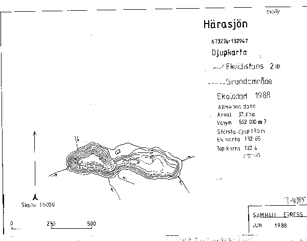 Djupkarta för Härasjön