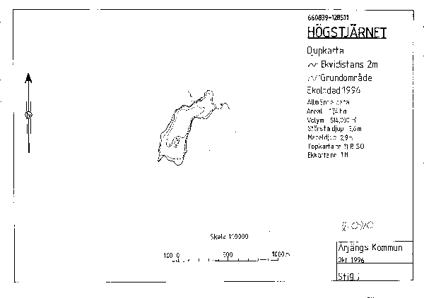 Djupkarta för Högstjärnet — SMHI Vattenwebb
